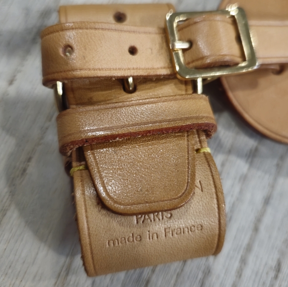 🐢 Vintage LOUIS VUITTON Vachetta Luggage Tag w/ Keepall Strap Holder - Picture 4 of 14